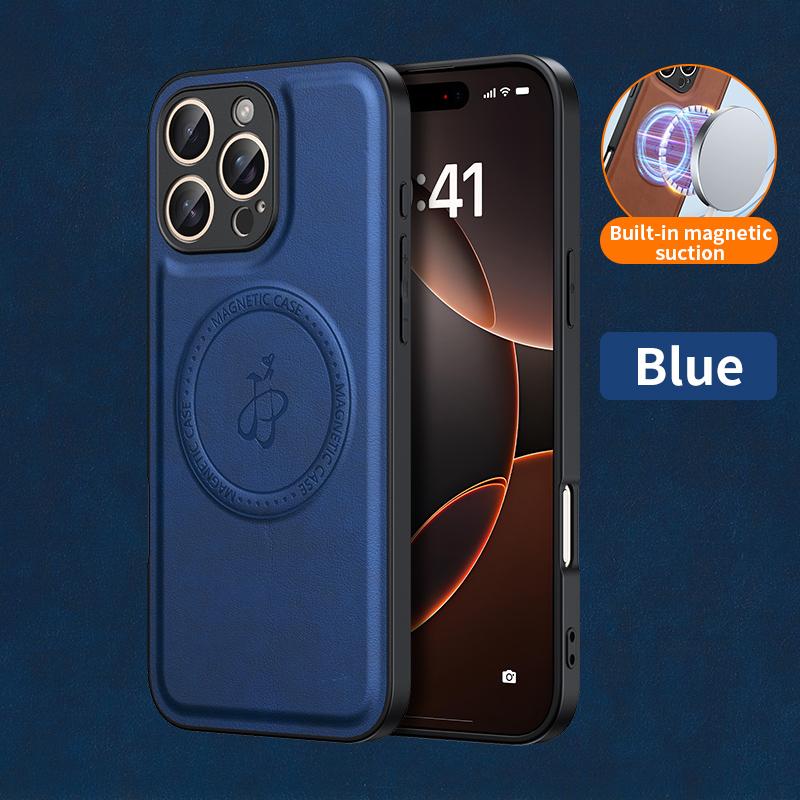 

Магнитный держатель-подставка Чехол из ПУ кожи для Magsafe iPhone 16 16E 15 14 13 12 11 Pro XS Max Беспроводная зарядка Защита логотипа iPhone 12