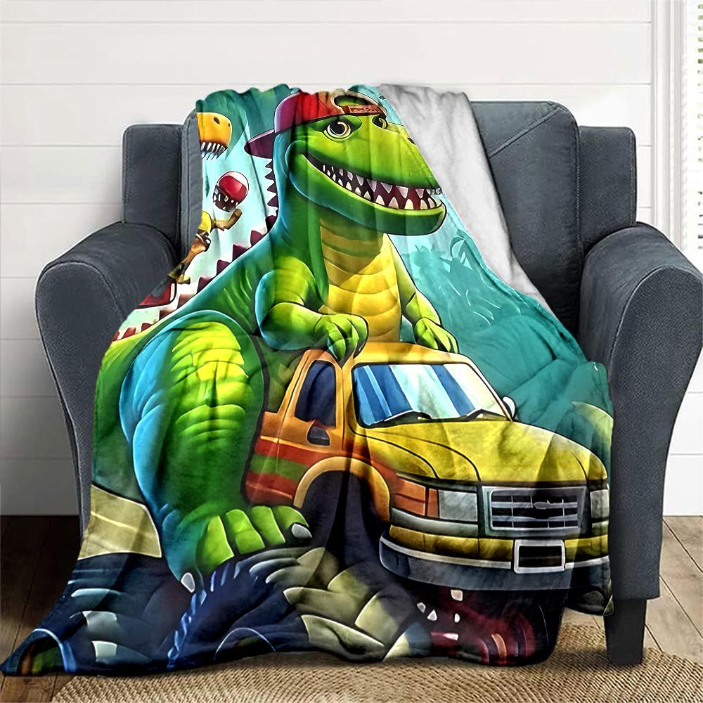 1pc dinosaur truck blanket Lightweight Flannel Throw for Sofa Bed Travel Camping Livingroom Office Couch Chair