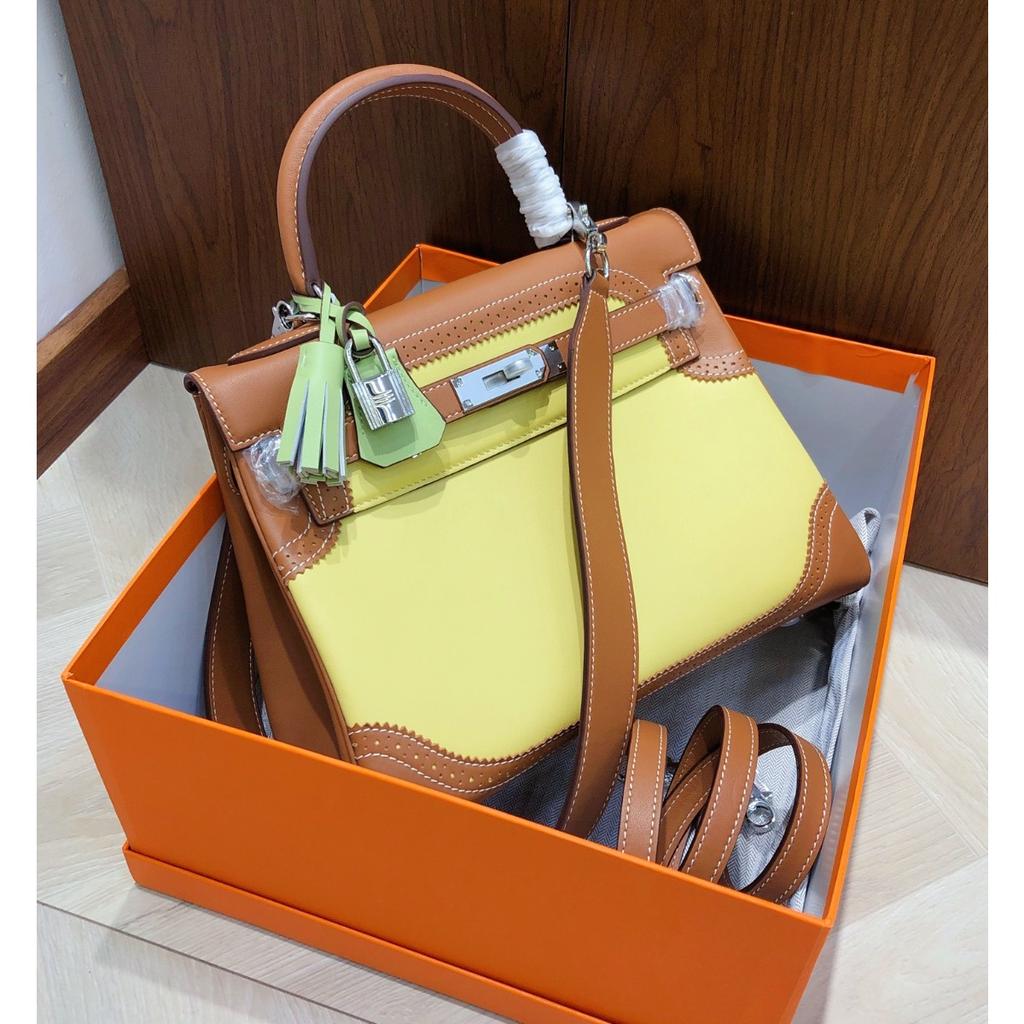 European and American Retro Fubao Leather Keli Bag Wide Shoulder Strap Leather Handbag Women's Fashion Casual Lock Single Shoulder Messenger Bag