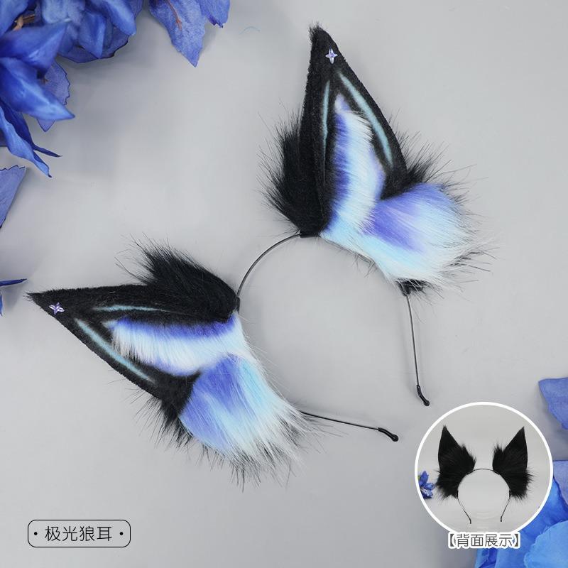

Имитация плюшевых ушей животного головной убор ручной работы комик-кон косплей милый наряд аксессуары для волос ушки полярного волка ободок
