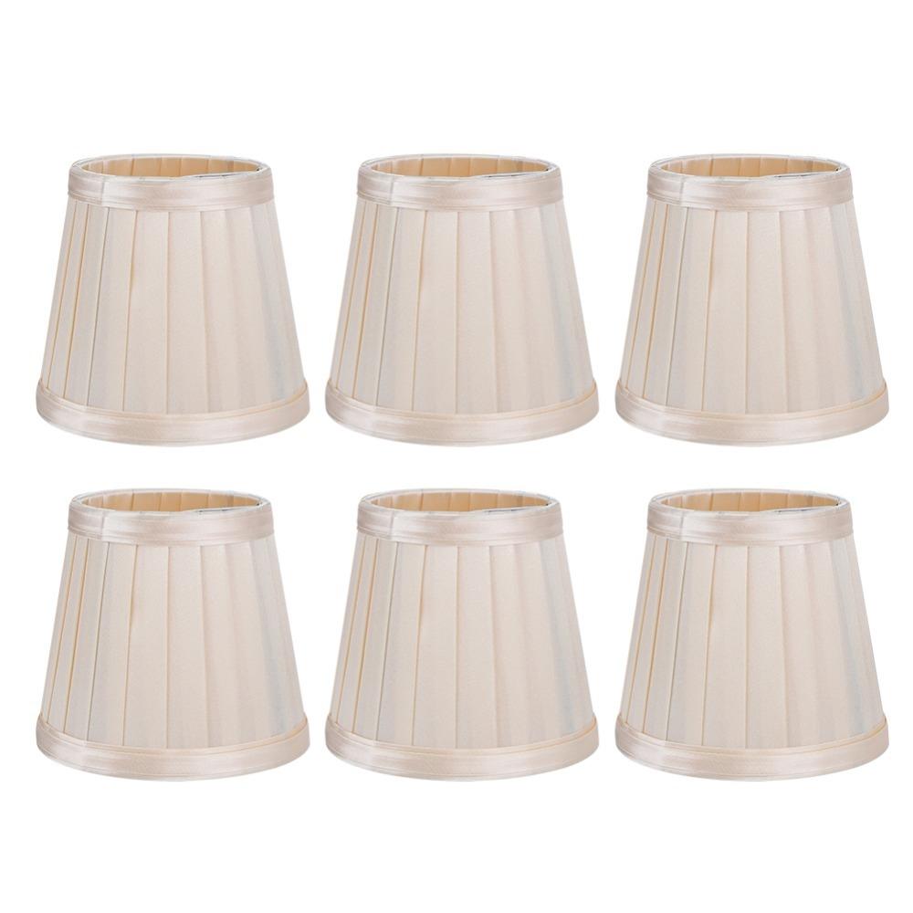 6PCS Modern Fabric Small Replacement Lamp Covers Barrel Shape Clip On Chandelier Lampshade Pleated Lamp Shade Table Lamp