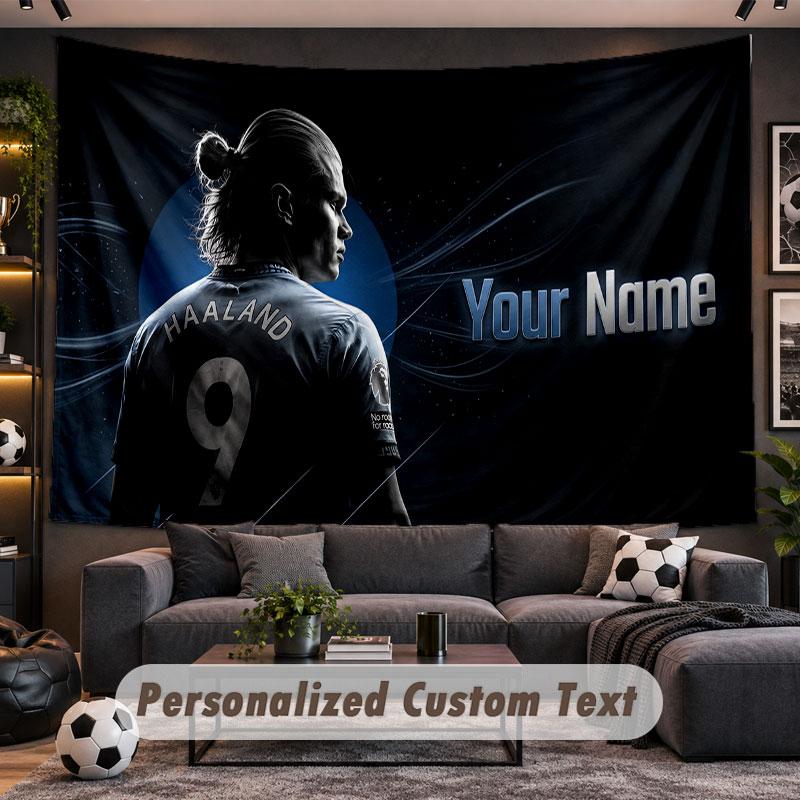 Wall Hanging Tapestry Custom NameErling Haaland Pattern Personalized Printed Fabric Wall Decor