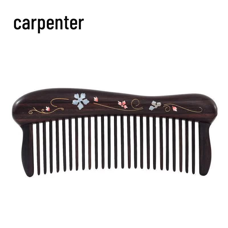 Tan Mujiang Portable Inlaid Wooden Comb