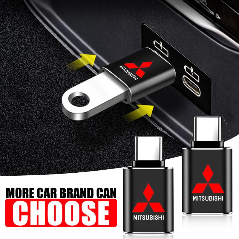 Car Usb Type C Cable Converter Charging Adapter For Mitsubishi Lancer Ralliart 10 3 9 EX Outlander 3 ASX L200 Accessories