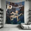 Pinocchio Fairy Tale Tapestry, Two Puppet Friends Print Wall Hanging Tapestry for Bedroom Living Room Background Decor