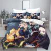 Demon slakter: Kimetsu no Yaiba kamado Nezuko Anime 100% Polyester Sengetøy Sett Dynetrekk Sett Trykt Tegneserie Hjemmeinnredning
