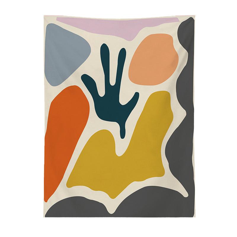 Geometric Color Block Printing Tapestry Rainbow Color Leaves Flowers Tapestry Landscape Tapestry