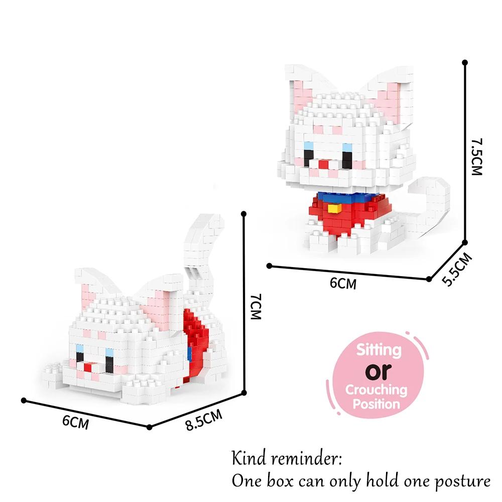 

Non-Toxic Knew Built Cute Cat Micro Mini Building Blocks Toys Set: Build One Of Two Adorable Styles Multiple Colors For Endless Fun Gift in-bag