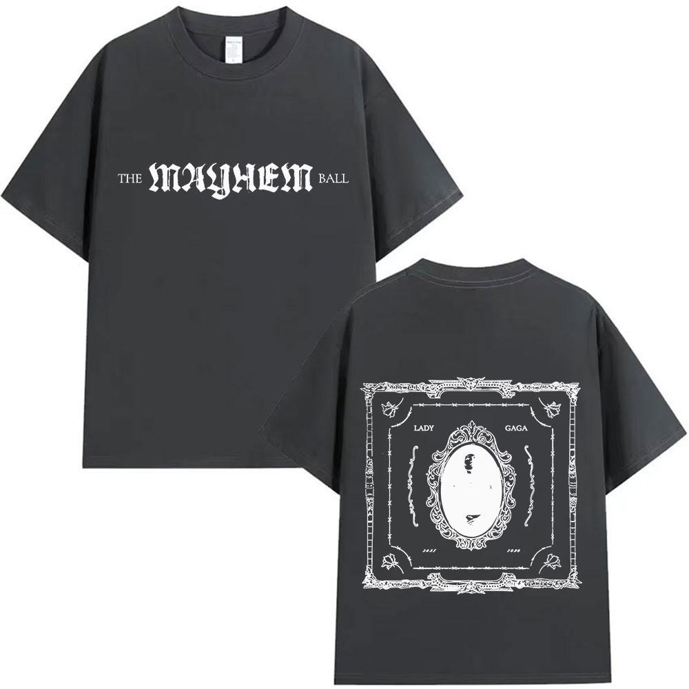Lady Gaga The Mayhem Ball Tour 20252026 Album Tshirt Unisex Women Hip Hop Pop Music Tshirt Fashion Harajuku Y2K Short Sleeve Top