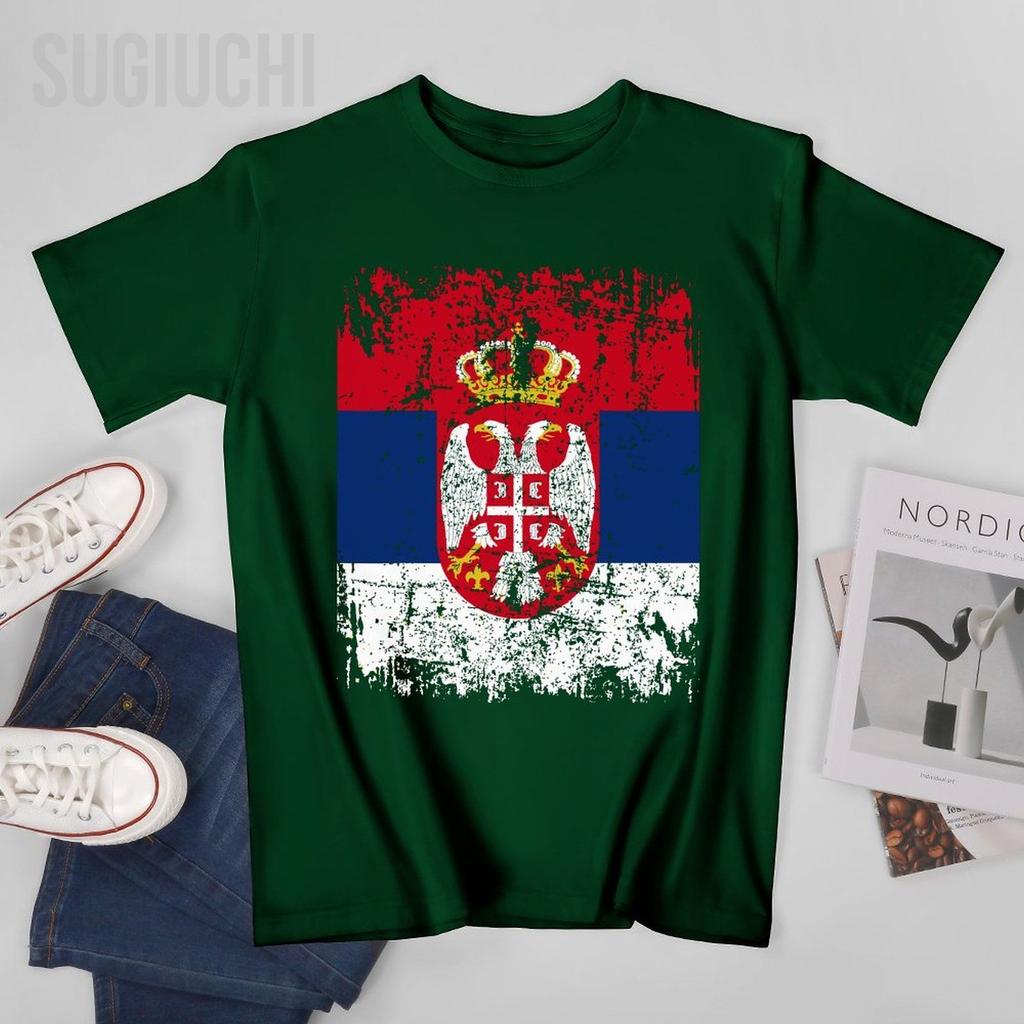 Unisex Unisex Vintage SERBIA Flag Serbian Tshirt Tees Oneck T Shirts WoUnisex Boys 100 Cotton TShirt