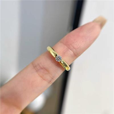 Anello color oro giallo con credenziali Anello in argento tibetano anallergico Solitario Fede nuziale in pietra zircone da 1 carato R16