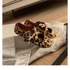 Sheepskin Version Grape Mother Leopard Print Shoes Round Head Cross Belt Retro Flat Mary Jane Shoes Women's Shallow Mouth Versatile Single Shoes