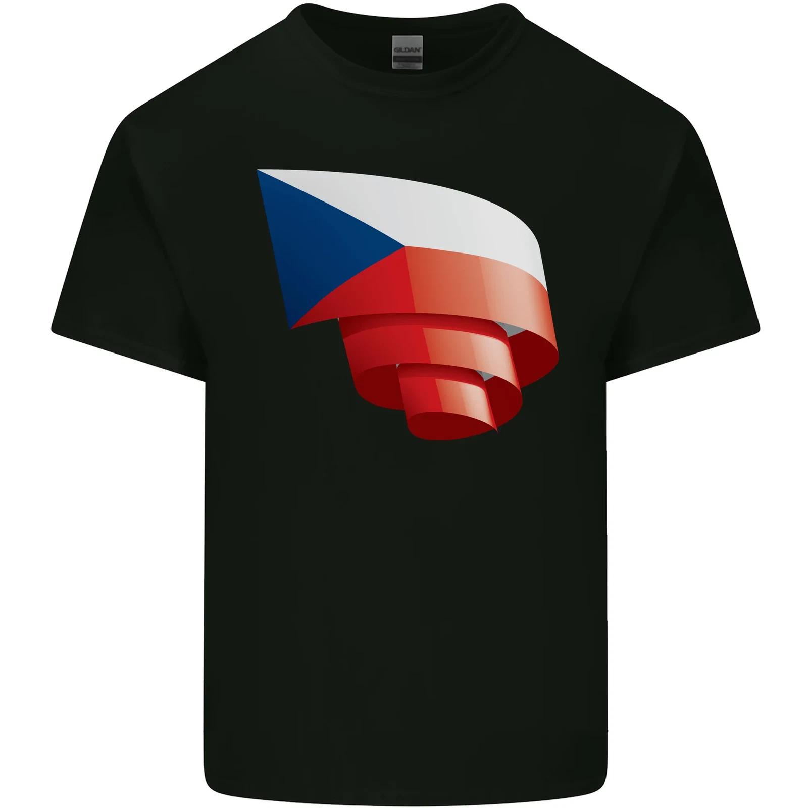 Curled Czechia Flag Czech Republic Day Football Kids T-Shirt Childrens S