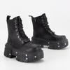 Punk Style Women Boots Lace-up Heel Height Platform Shoes Woman Gothic Ankle Rock Boots Metal Decor Man And Woman Sneakers