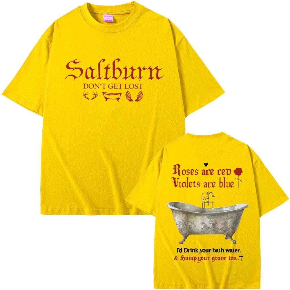 Movie Saltburn Don't Get Lost Graphic T-shirts Unisex Unisex Cotton Oversized T Shirt Unisex's Fashion Vintage Tshirt Trend Streetwear