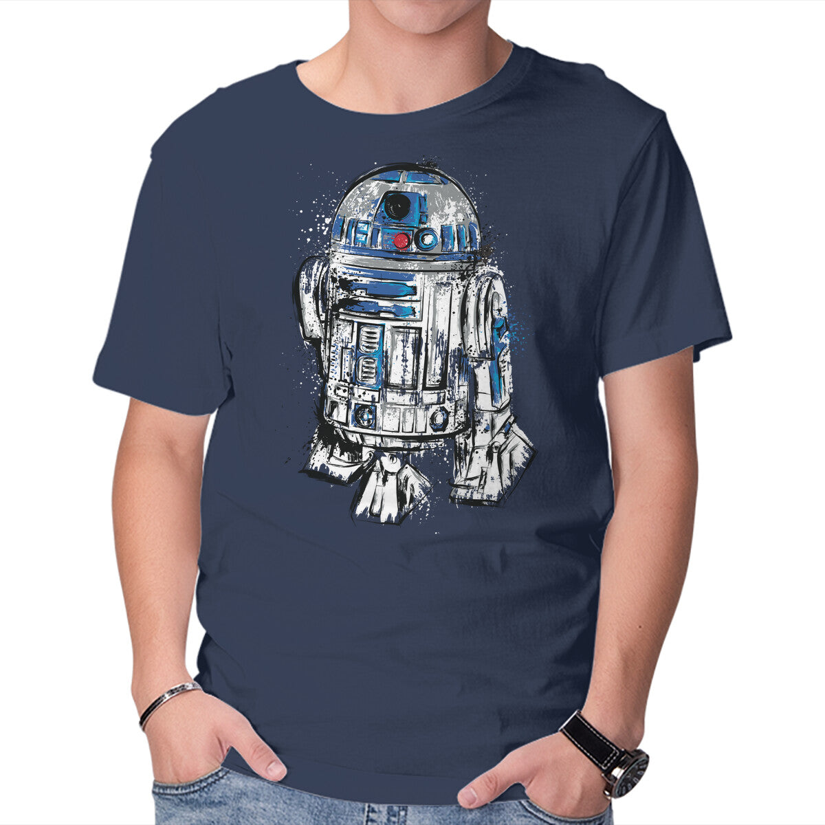 Unisex Crew Neck T-Shirt More Than A Droid Graphic Short Sleeve Casual Tee L