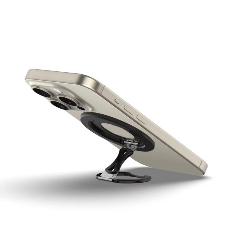 Support Magnétique Portable Rotatif à 360° pour Téléphone avec Béquille Réglable pour Utilisation Mains Libres Accessoires Fixation Sécurisée du Téléphone