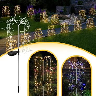 Güneş Enerjili Bahçe Işıkları Dış Mekan Dekorasyonu, 100 LED'li Bakır Tel Yapay Ağaç Işıkları, Veranda, Bahçe, Noel, Parti, Avlu İçin Güneş Enerjili Kazık Işıkları