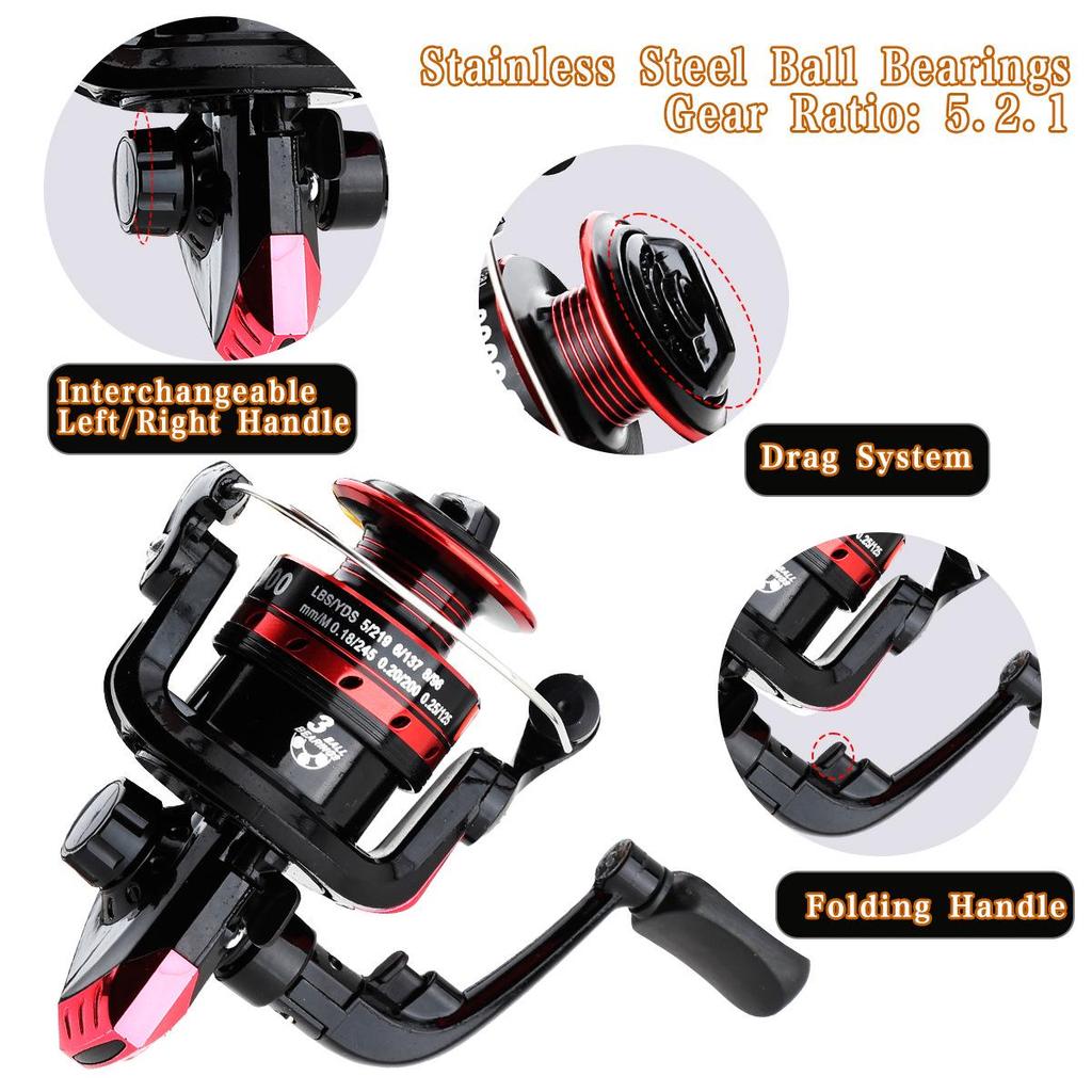 Red & Green Double Rod Set with Landing Net: Multifunctional, Portable, Large Capacity Fishing Gear Bag