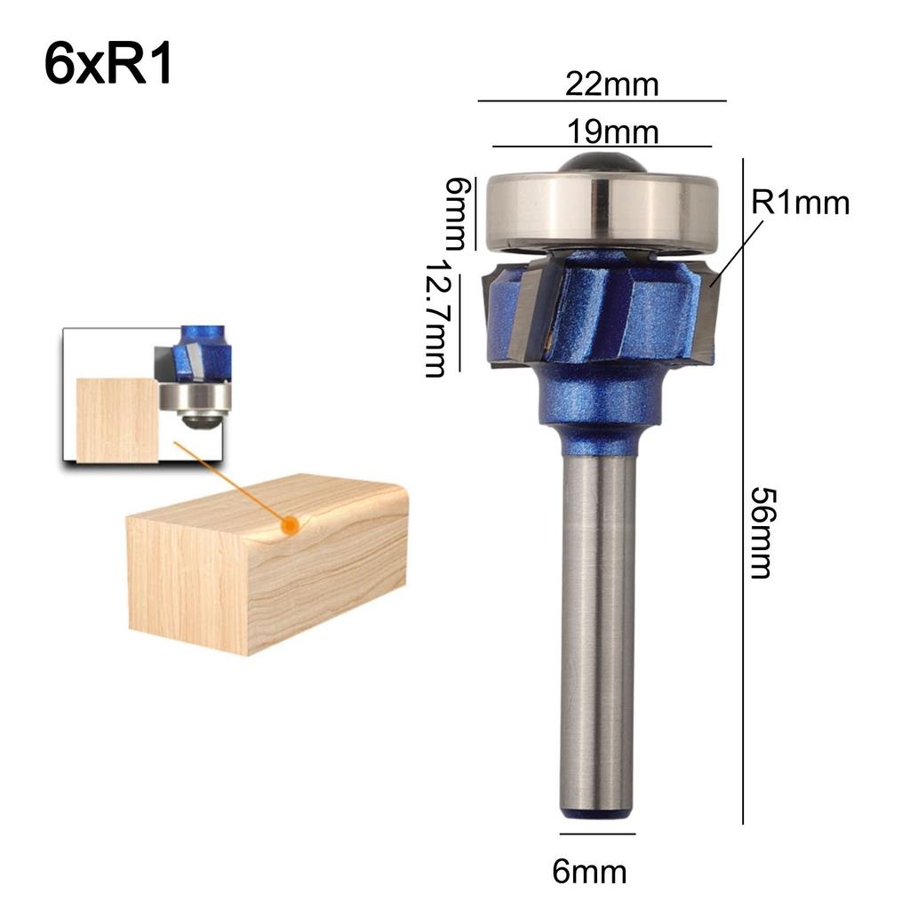 6/8MM1/4 Shank 4 Corner Router Bit R1 R2 R3 Trim Edging Woodworking Bit for Wood
