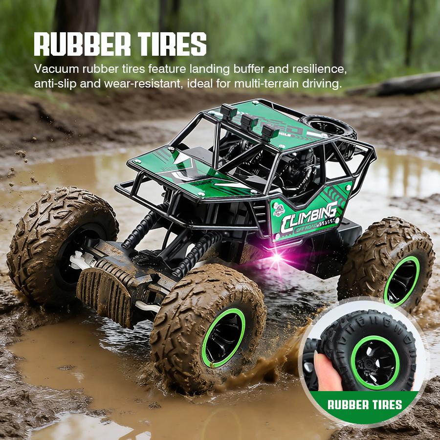 2.4G dálkově ovládané slitinové terénní vozidlo s dálkovým osvětlením, dobíjecí dětské závodní autíčko, dárek k narozeninám