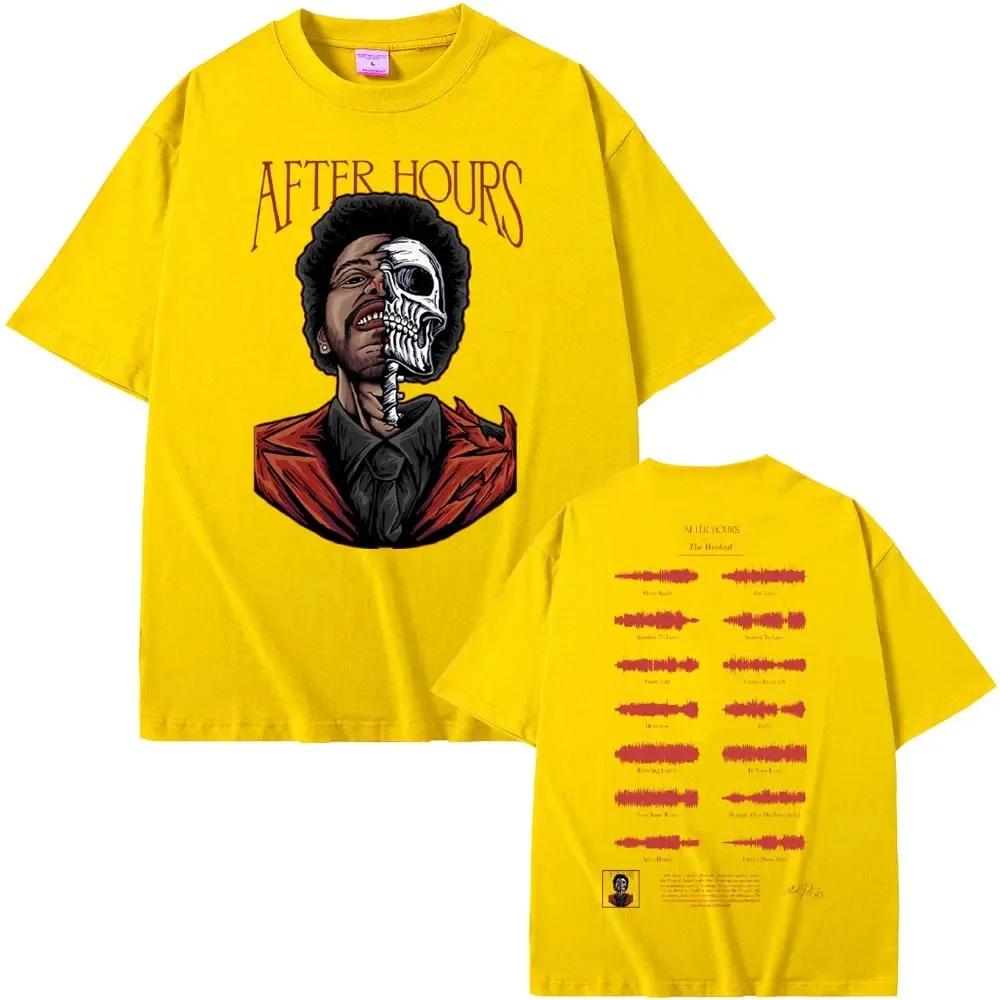 Rapper The Weeknd After Hours Graphic Tshirt Skeleton Streetwear Men Women Hip Hop Oversized T-shirts Men's Fashion Vintage Tees