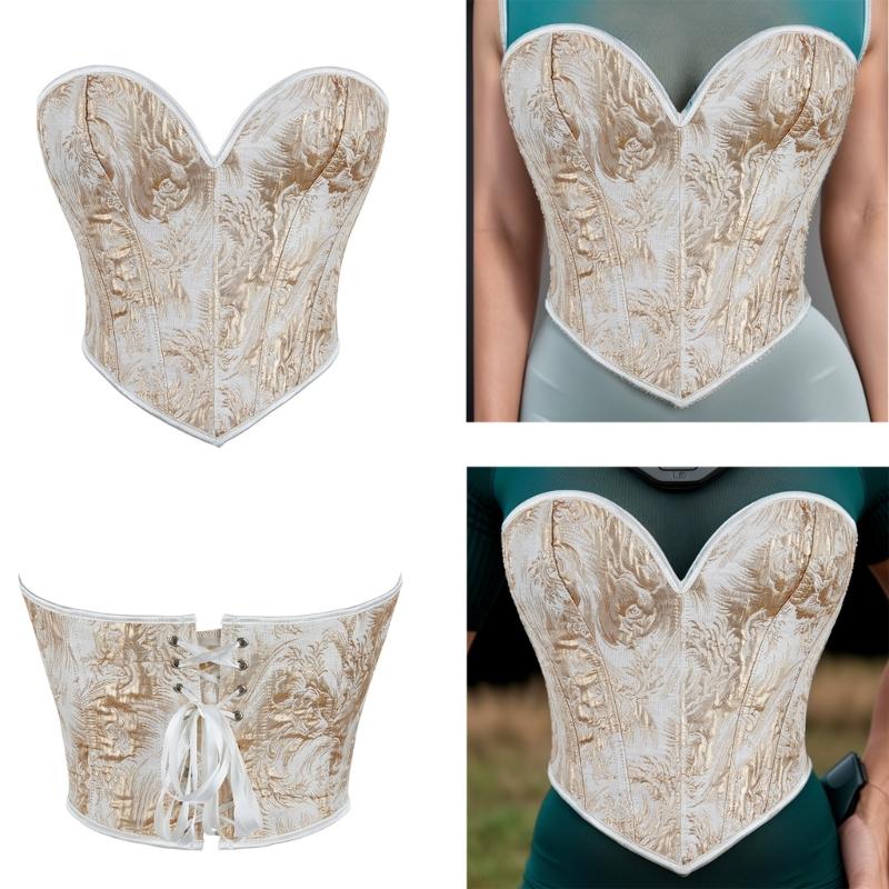 Lady Slimming Corset Elastic Rope Corset with Self Tie Rope Universal Women Banquets Dress Shirt Coat Strapless Vest