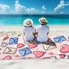 2D Flat Printed Microfiber Beach Towel 1 Piece Set Sandproof Waterproof Pink Heart Love Letter Cute Summer Pool Bath Towel