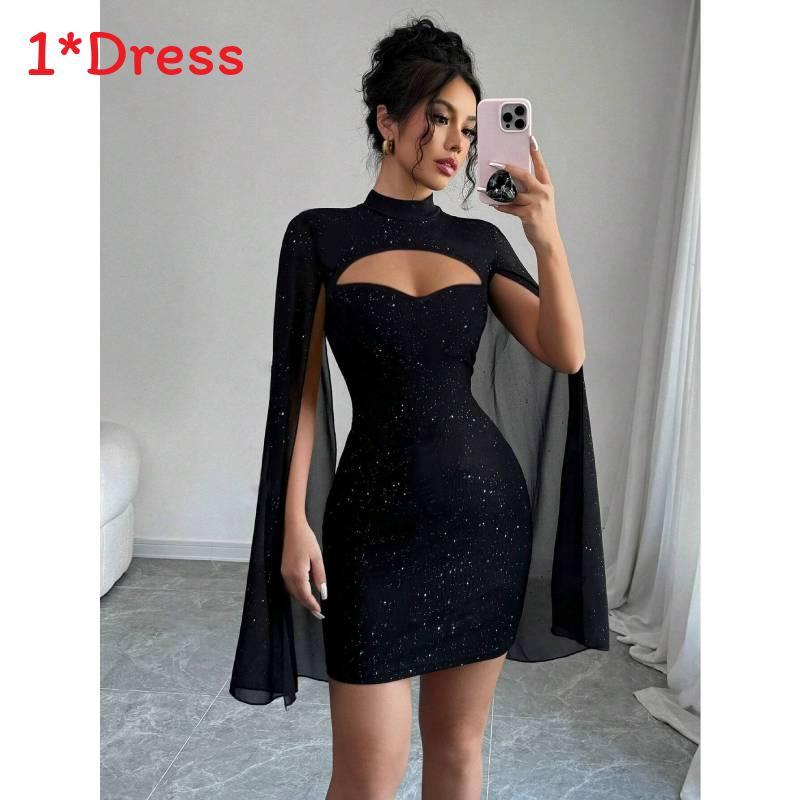 Elegant Polyester Knit Short Dress With High Waist For Business And Casual Wear