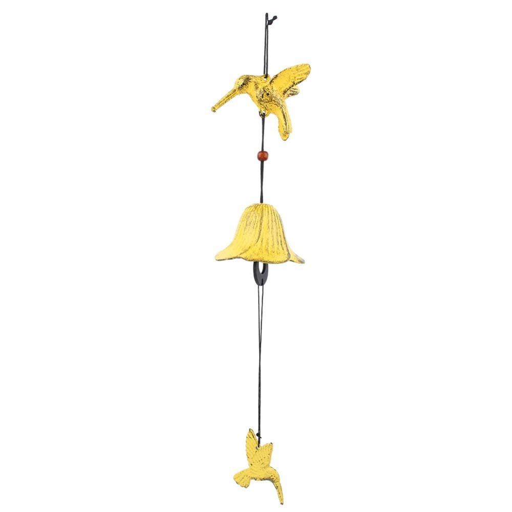 Metal Hanging Wind Chimes 16.54in Blue / Green / Yellow Outdoor Wind Decor with Hanging Rope Bird Home Hanging Ornament