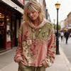 Oversize Hoodie Damen Vintage Bohemian Floral Lässig Langarm Mit Kapuze Lockerer Schnitt Sweatshirt mit Tasche Übergroßer Blumenkunst-Print Pullover