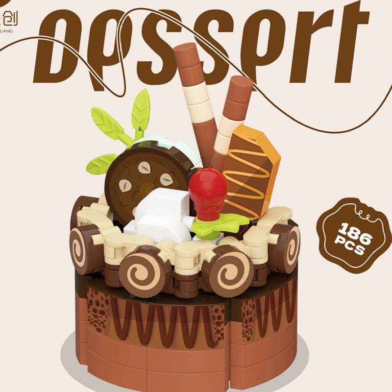 DIY MOC Ciasto Wafel Tost Czekolada Suflet Rolada Szwajcarska Lody Kruche Tartaletki Klocki Model Klocki Zestawy Zestawy Zabawki dla Dzieci