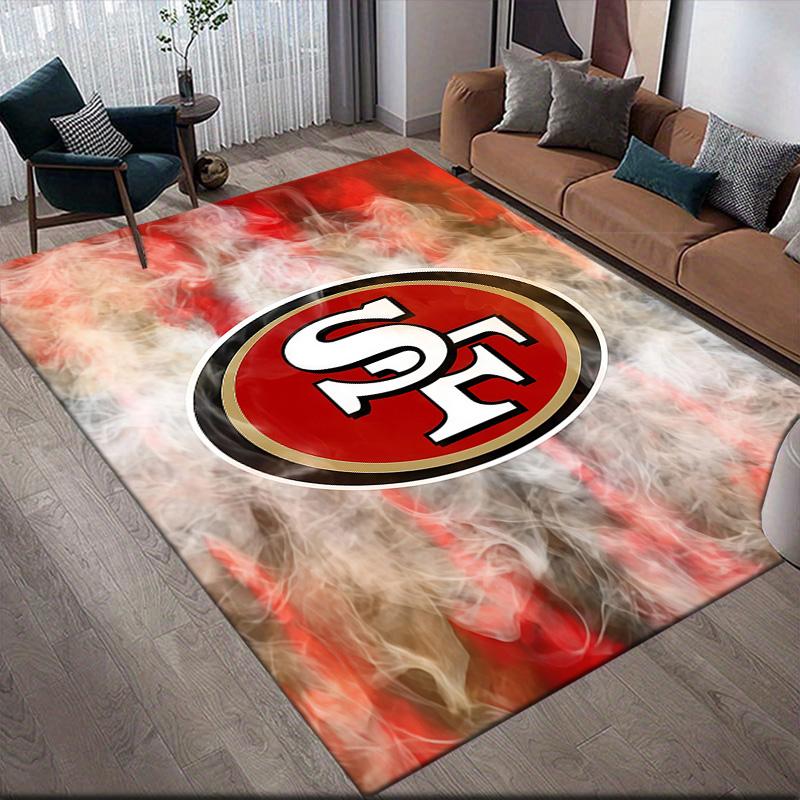 San Francisco 49ers2 Flanellmuster Quadratischer Teppich, Teppichläufer, Teppich für Wohnzimmer Schlafzimmer Sofa Spielzimmer Dekor, Rutschfeste Bodenmatte