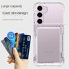 Transparent Flip Phone Case For Samsung Galaxy S24 Ultra S23 Plus + Crystal Clear Card Slot Holder Bracket Shockproof  Cover