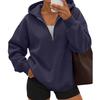 Women's casual fashionable long-sleeved hooded pullover with half-zip on the chest