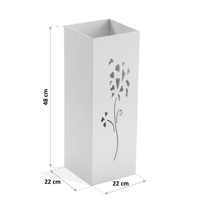 Porte-parapluie - VERSA - Flowers - Bois MDF - Blanc - 48 x 22 x 22 cm