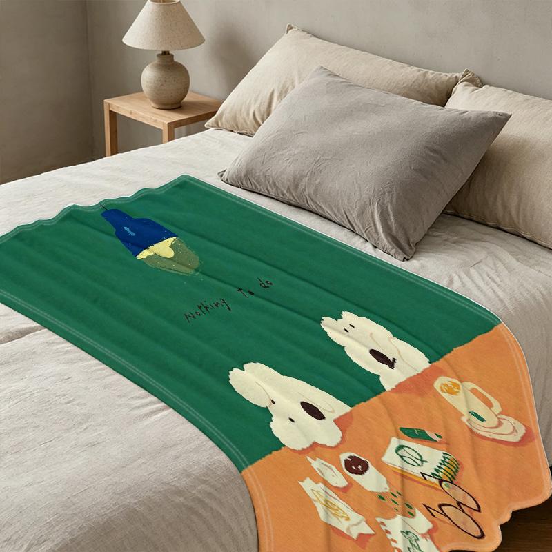 Soft Warm Flannel Hemmed Anime Throw Blanket - Cozy Sofa Home Cover, Ideal for Christmas & Halloween Leisure