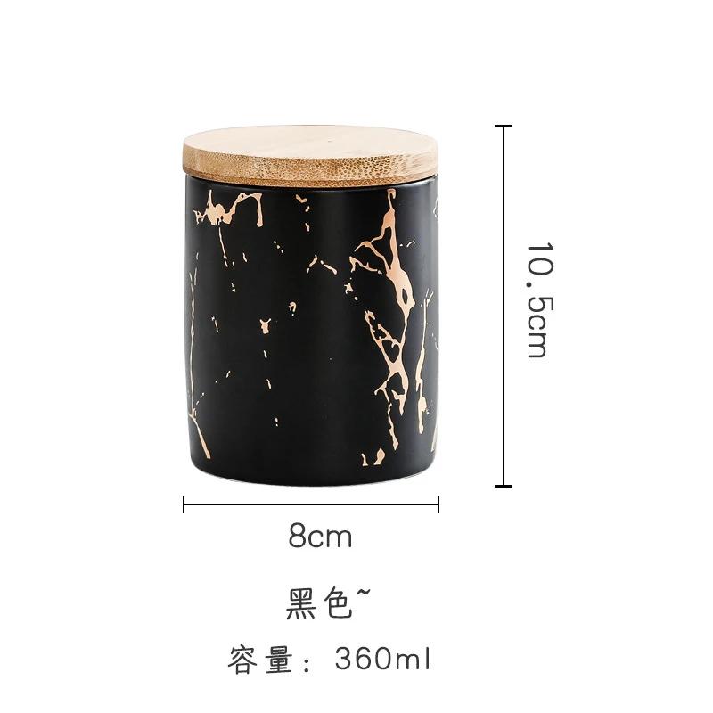 

Принадлежности для хранения, мраморная керамическая герметичная банка, круглая, 360 мл, бутылка для хранения с бамбуковой модификацией, кухонная утварь, дозатор хлопьев чёрный