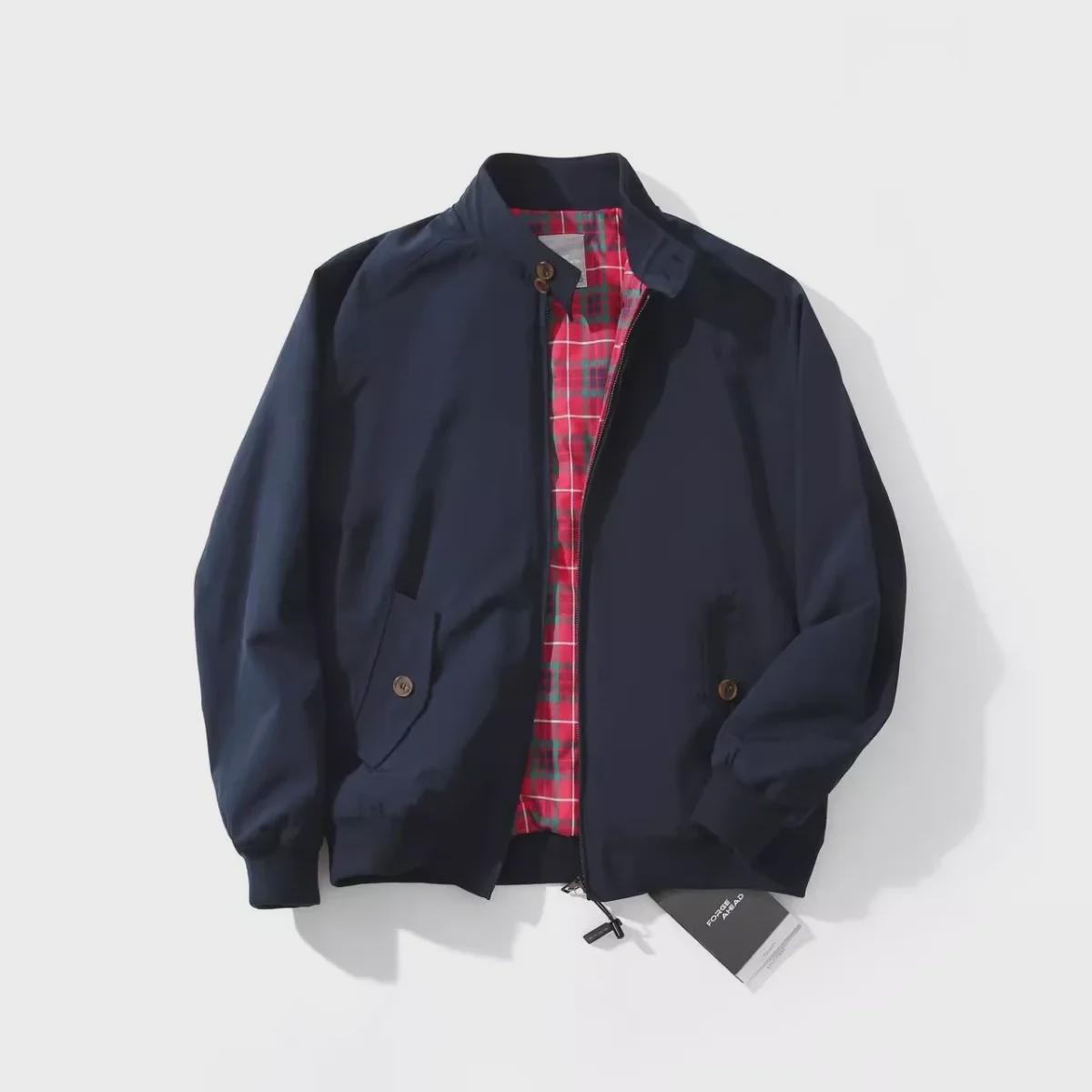 

Чоловіча американська ретро куртка Harrington: Міцний матеріал 3M, комір-стійка, суцільний колір, всесезонний одяг 2XL (145-160 jin)