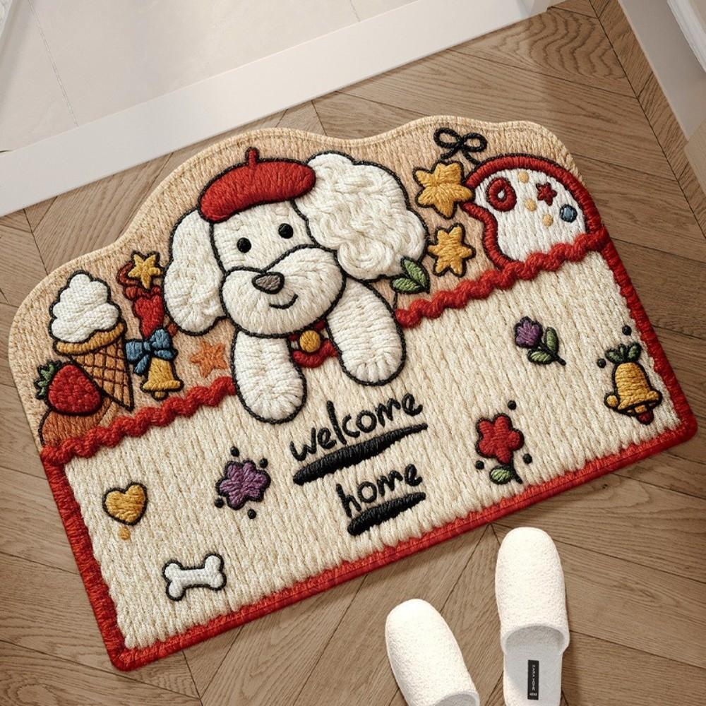 New 40*60cm Diatom Mud Mat Woven Texture Cute Pattern Puppy Mat Quick-Dry Feature Cartoon Design Non-Slip Rug Vanity Area