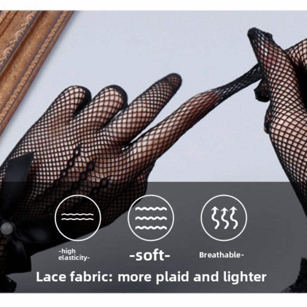 1pair Stretchy Lace Mesh Gloves Hollowout Lolita Gloves Bride Fishnet Lace Gloves  Dancing