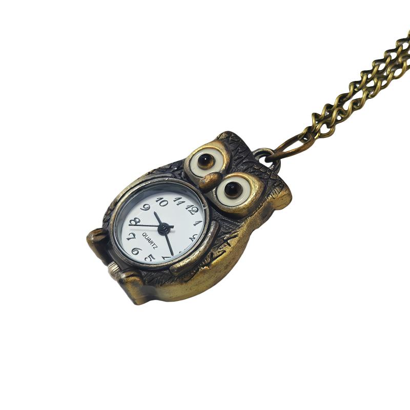Cartoon Damen Mann Eule Taschenuhr Niedliche Mini Antik Bronze Farbe Quarz Halskette Taschenuhr Zum Verschenken Familie Geburtstagsgeschenk