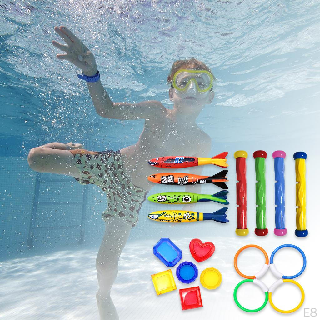 Diving Toys Pool for Boys Girls Ages 3 4 5 6 7 Dive Rings s Fish Gems