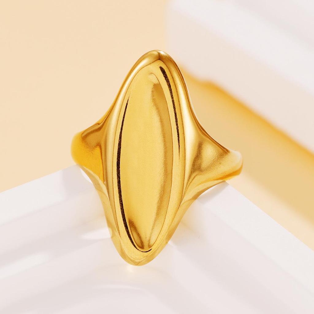 Fashion Chic Geometric Oval Stainless Steel Ring: Versatile Women's Heavy Metal Open Design