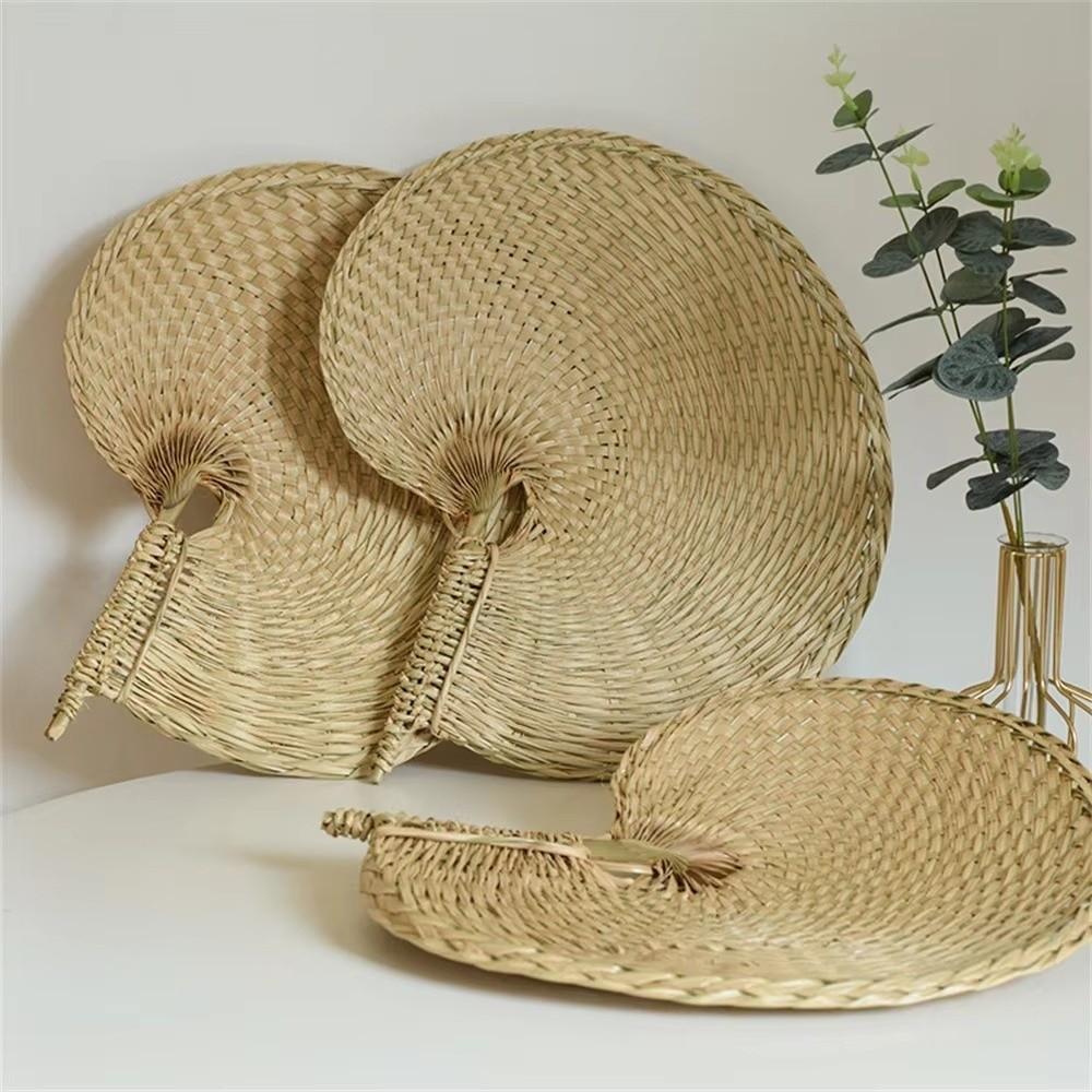 Portable Handmade Woven Straw Fans Lightweight Summer Cooling Fan  Home Decoration