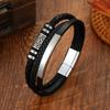 Handmade Geometric Pattern Braided Leather Rope Bracelet For Men Stylish Wristband Accessory