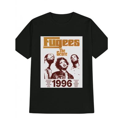 European Size Men'S Casual Versatile Round Neck T-Shirt Featuring The Fugees Logo And The Score Print Design, Perfect As a Gift for Men