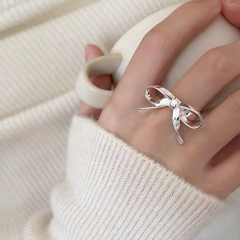Korean Version Plain Ring Irregular 925 Sterling Silver Versatile Ring Women's Niche Ins Style Design Non-fading Combination Ring
