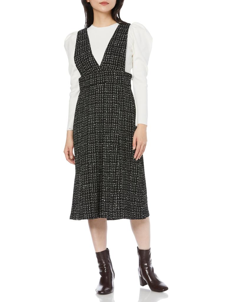 Laisse Passe Casual Dress with Tweed Jumper Skirt, Women's, Black