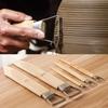 5PCS Pottery Clay Scraper Tool Widen Sawtooth Clay Texture Tool Paste Amending Tool Ceramic Sculpture Clay Plastic Bamboo Handle